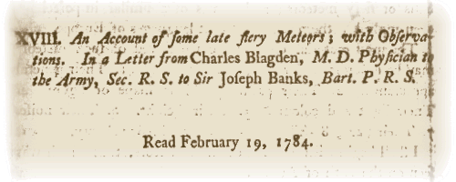 Sir Charles Blagden's Letter